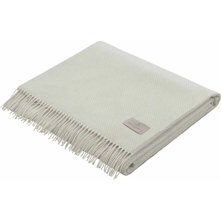 Villeroy & Boch Wohndecke - Narama, Fransenplaid, dezentes Muster Salbei 140x190 cm