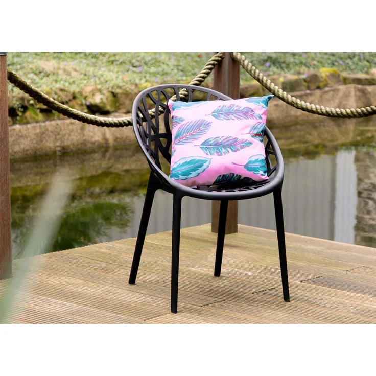 BURI Susanne Design Gartenstuhl 80cm Stapelstuhl wetterfest - Kunststoff Balkonstuhl modern in schwarz oder weiß, bis 150kg Belastbarkeit – Bild 2