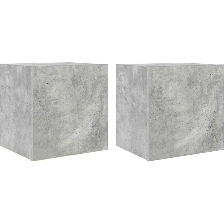 2 pcs TV-Wandschrank, TV Hängeboard mit LED-Leuchten. Betongrau 40,5x35x40 cm – Bild 2