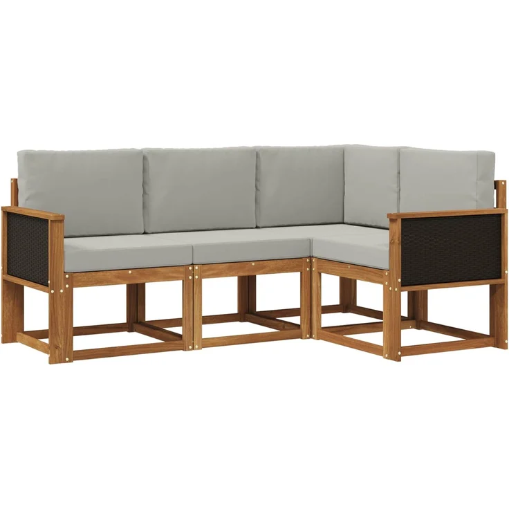 vidaXL Outdoor-Sofagarnitur 4 stk. 4-Sitzer Natur und Hellgrau 3385162 – Bild 2