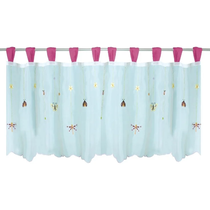 Bistrogardine mit Schlaufen ca. 150x45 cm Auswahl: flieder - Blumen bestickt – Bild 1