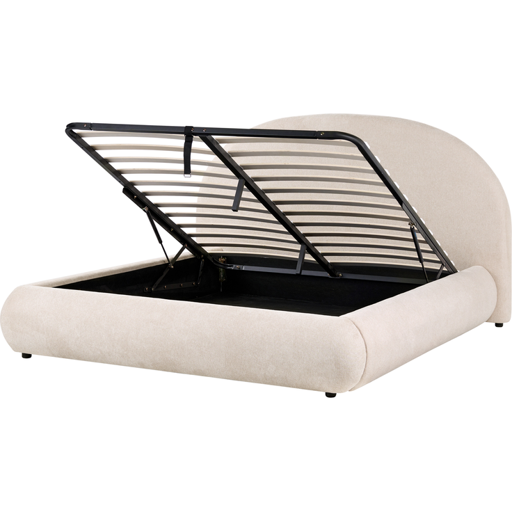 Bett mit Stauraum Stoff GRASSE 160x200 cm Hellbeige – Bild 5