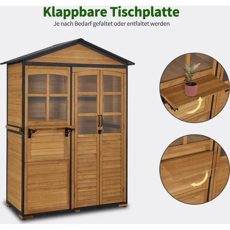 M MCombo Gartenschrank Metgallgestell, Gartenhaus Holz 0937 (Natur) – Bild 6