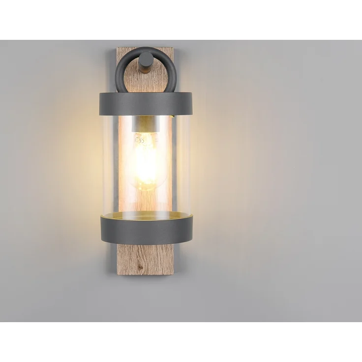 Außenwandleuchte SAMBESI Laterne im Landhausstil, Holzoptik, Höhe 33cm – Bild 4