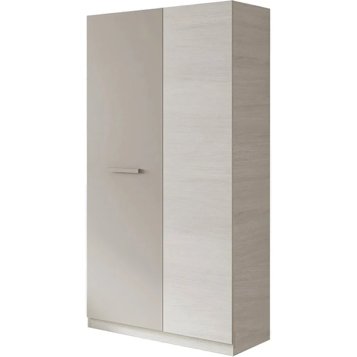 Dmora - Kleiderschrank 2 Türen Abilene, Schlafzimmerschrank, Schrank mit 3 Regalen und Kleiderstange, 90x52h200 cm, Weiß und Braun – Bild 3