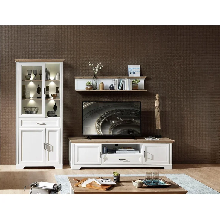 TV Lowboard JASMIN 193 cm Pinie weiß Nachbildung – Bild 2