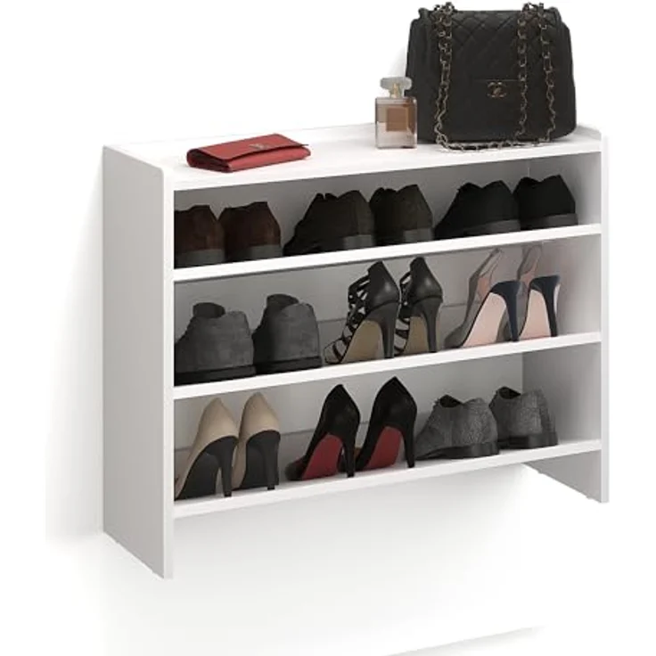 KOMTO Schuhregal Elexis 3 Schmal - Schuhablage Flur mit 3 Ebenen Offener Schuhschrank, Schuh Organizer Platzsparend 80 x 25 x 60 cm – Bild 2