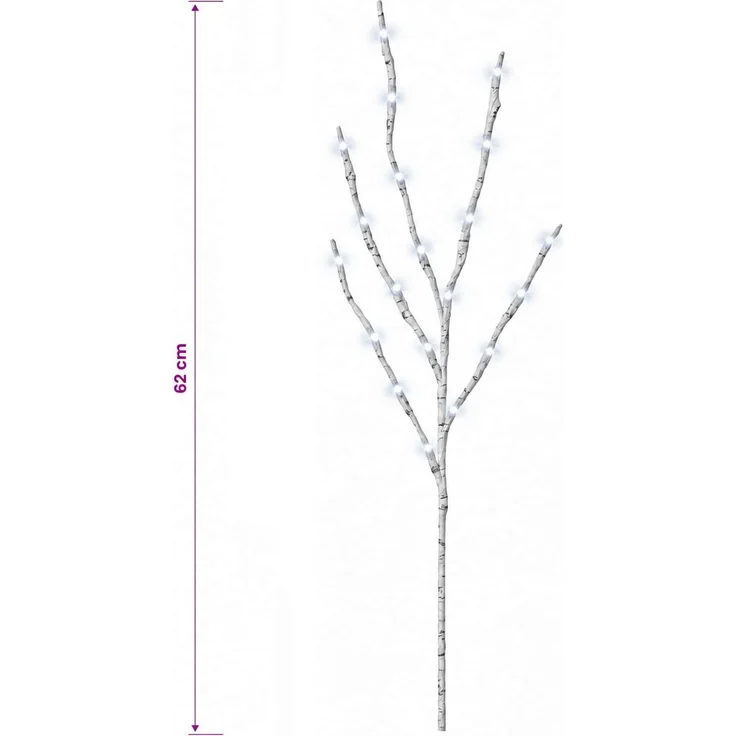 vidaXL LED-Kupferzweig Weihnachtsdekoration 3 stk. Weiß 62 cm Stahl 42055400 – Bild 8