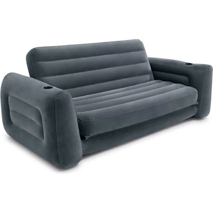 Intex Aufblasbares Sofa, ausziehbar, 203,2 x 231,1 x 66 cm, Queensize-Bett, Grau – Bild 2