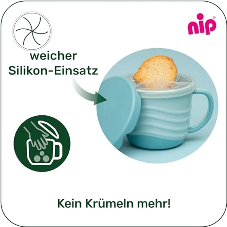 nip 2in1 Snackbox bruchfester Snackbecher & Trinkbecher für Babys 250ml | mit Deckel & Silikoneinsatz für Fingerfood & Snacks, Kindertasse ab 9 Monaten, geeignet für Spülmaschine und Mikrowelle, rosa – Bild 3