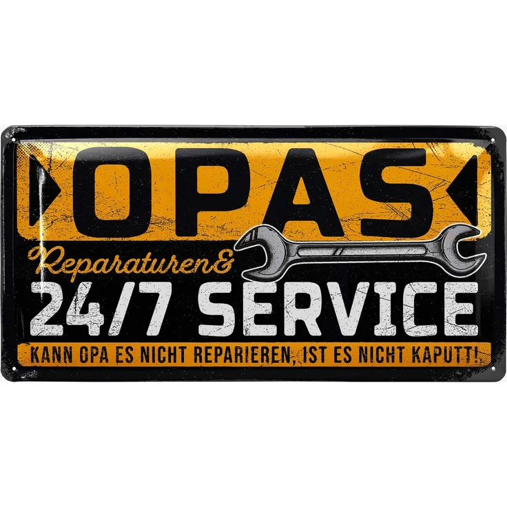 LANOLU Blechschild Opas Service 16x32cm – Metall – Mehrfarbig – 17134 – Bild 1