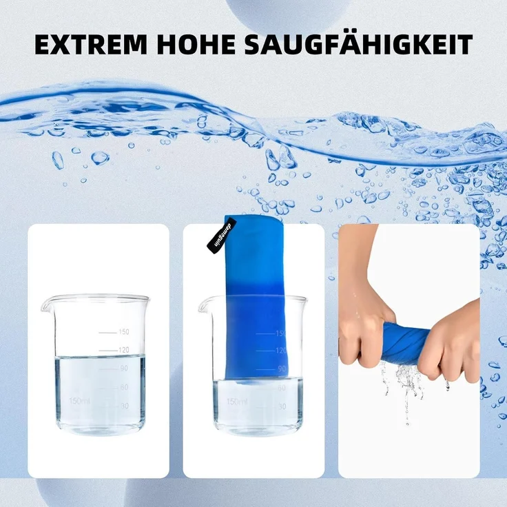 3er-Set Mikrofaser Handtuch Sporthandtuch Strandtuch Fitness blau – Bild 6
