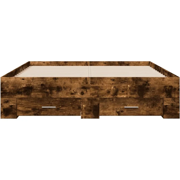 vidaXL Bettgestell mit Schubladen Räuchereiche 120x200cm Holzwerkstoff 3280395 – Bild 4