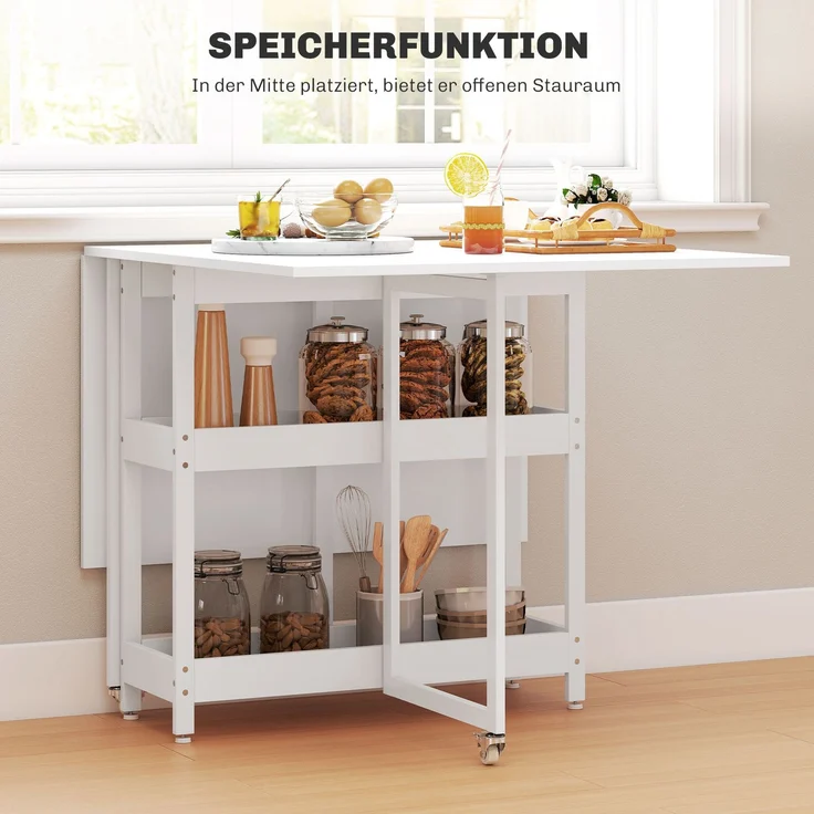 HOMCOM Esstisch, Spanplatte, Metall, Weiß, 133,4L x 80B x 75H cm – Bild 5