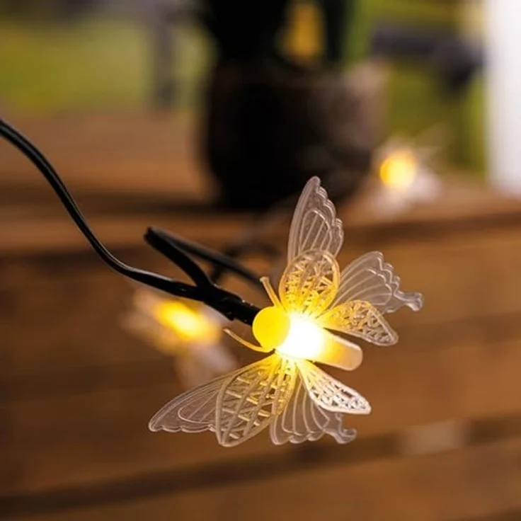 esotec LED Gartenleuchte Solarkette 30 Schmetterlinge 9m +2m Zuleitung 3000K winterfest 102183, LED fest integriert – Bild 2