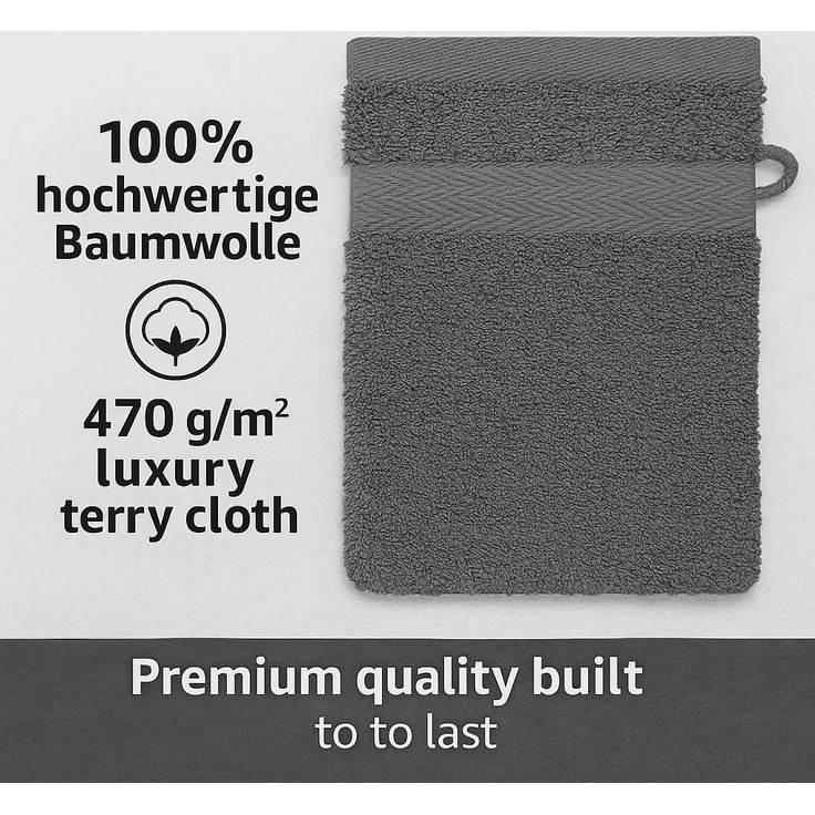 Betz Waschhandschuh 10 Stück Waschhandschuhe Premium 100% Baumwolle Waschlappen Set 16x21 cm Farbe anthrazit und silbergrau (10-tlg) – Bild 7