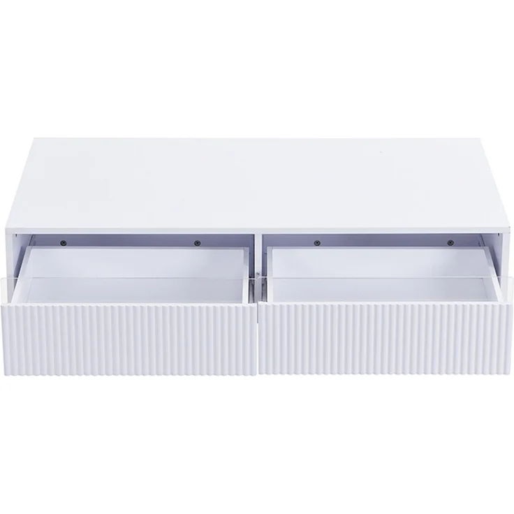 DESVIAE Fernsehschrank- und Couchtisch-Set mit LED-Beleuchtung 35x45x178 cm und 50x40x110 cm MDF Weiß – Bild 4