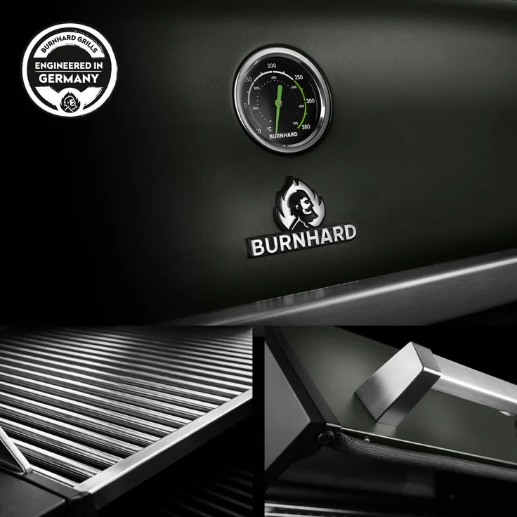 BURNHARD® FRED Deluxe Gasgrill 3-Brenner, Edelstahlrost, Grün - Grün - #947131 – Bild 6