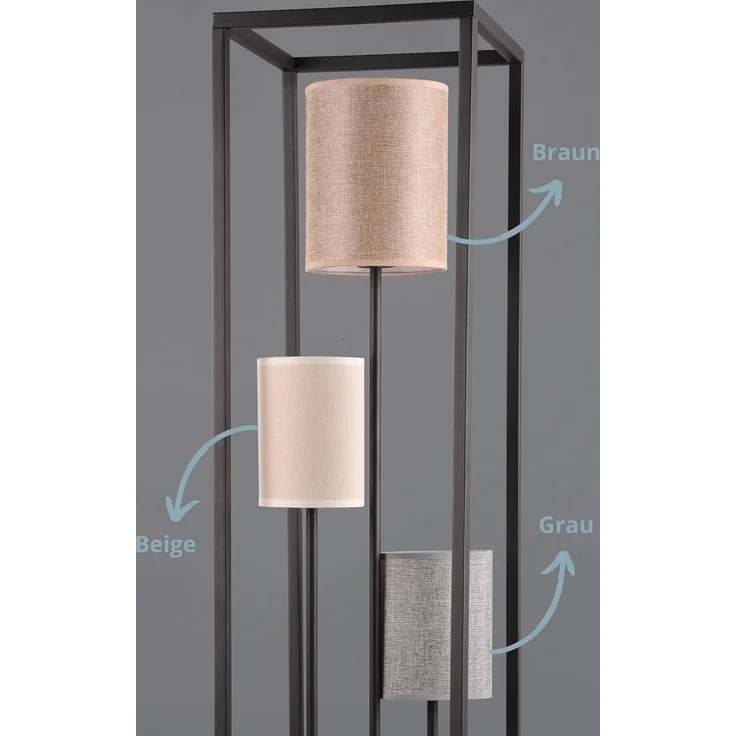 lightling Stehlampe Frieda, ohne Leuchtmittel, 3 Stoffschirme, mit Fußschalter, E27 – Bild 3