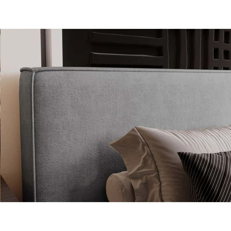 GRAINGOLD Monaco Doppelbett 120x200, Polsterbett mit Bettkasten und Kopfteil, Velour-Stoff, Grau – Bild 5