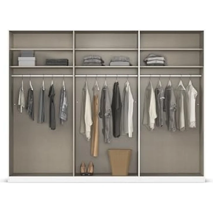 Rauch Möbel Alabama, Kleiderschrank für Schlafzimmer, Kinderzimmer, Wohnzimmer, Garderobe, Flur, 6-türig, mit Zubehör Basic, Farbe Weiß/Eiche Artisan, Holz, Breite 271 cm – Bild 6