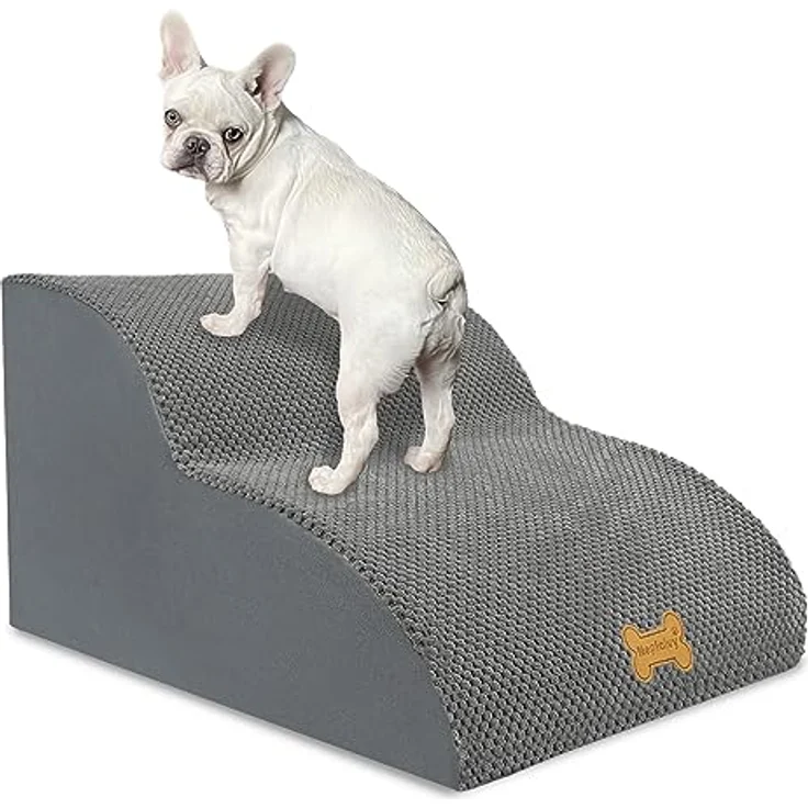 Nepfaivy Hundetreppe für Kleine Hunde 2-Stufig, Haustiertreppe für Bett und Sofa aus Hochdichtem Schwamm, Hunde Treppe Hunderampe mit Abnehmbarem, Waschbarem Bezug und Rutschfestem Boden, 55 x 40 x 30 cm – Bild 2