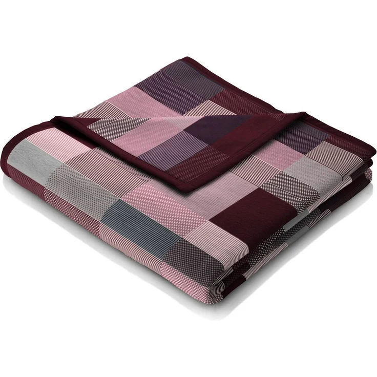 Wohndecke Color Squares berry, rosa karierte Sofadecke in 150x200 cm, Biederlack, Decke aus Baumwollmischgewebe, Made in Germany – Bild 1