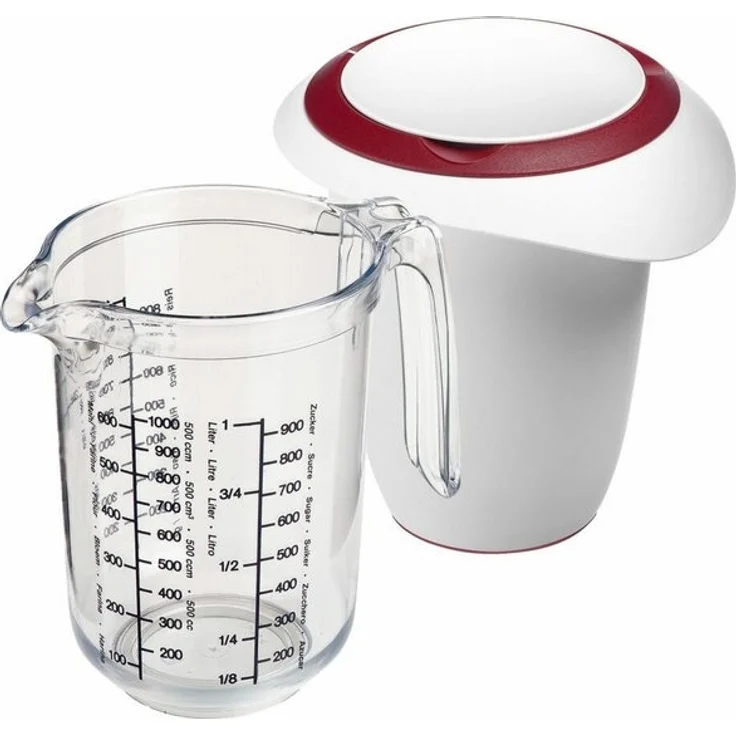 WESTMARK Messbecher Set 2tlg, Messkanne + Quirltopf mit zweigeteiltem Deckel, Gerda, SAN – Bild 4