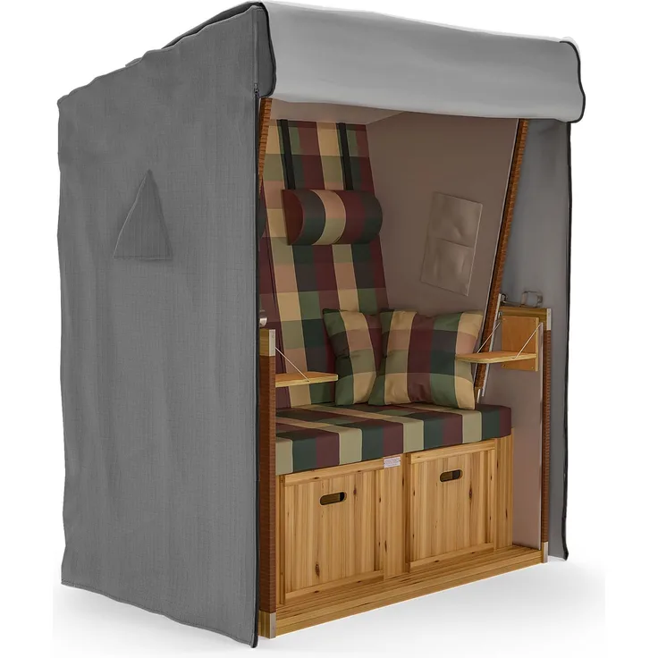SANZARO Strandkorb Schutzhülle winterfest 135 cm passend für 120 breit – RipStop-Technologie mit 600D Oxford Stoff, Reißfest und UV Beständig, Abdeckhaube für Strandkörbe Wasserdicht, grau