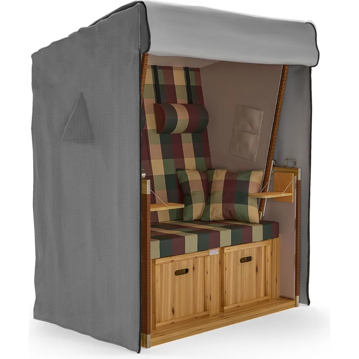 SANZARO Strandkorb Schutzhülle winterfest 135 cm passend für 120 breit – RipStop-Technologie mit 600D Oxford Stoff, Reißfest und UV Beständig, Abdeckhaube für Strandkörbe Wasserdicht, grau – Bild 1