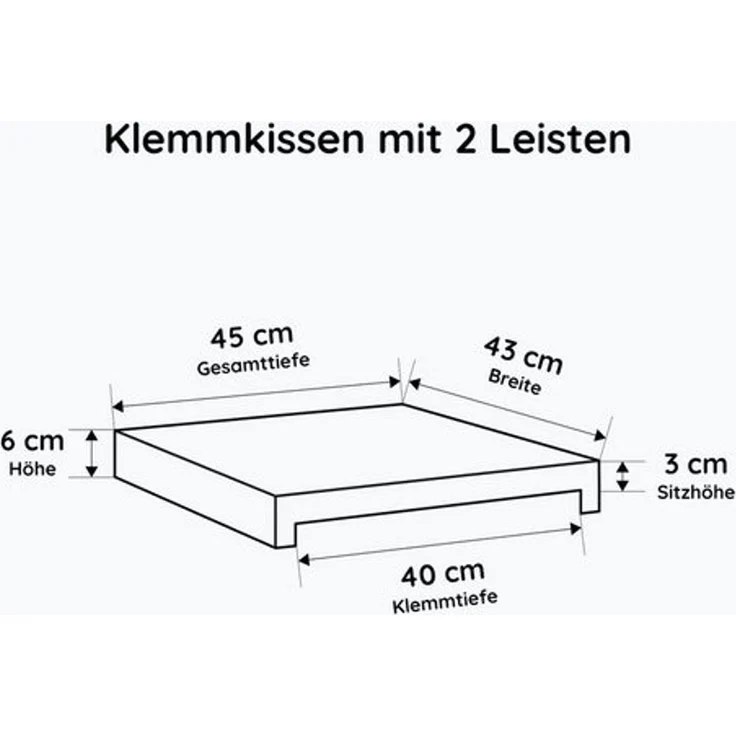 Lycce Bankauflage Bankkissen Klemmkissen Sitzkissen mit 2 Leisten, 40cm Klemmtiefe, (1 St), verrutscht nicht, mit Klemmfunktion, versch. Farben – Bild 4