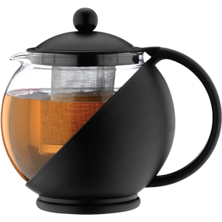 Café Ole Everyday Runde Teekanne Infuser Korb Glas Teekanne Lose Blatt, Schwarz, 700 ml - 24 oz – Bild 2