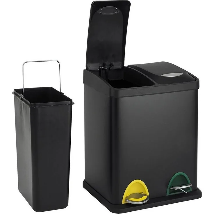 Svita 'TC2X8' Abfalleimer, Stahl, 2x8 Liter (16 Liter), Schwarz