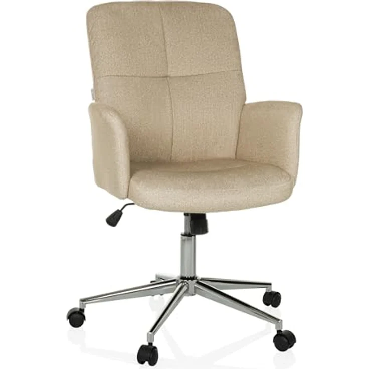 hjh OFFICE Moderner Home-Office Stuhl SOLAO 400 Schreibtischstuhl Drehstuhl mit Rollen, Wippfunktion, höhenverstellbar, gepolstert, Beige – Bild 2
