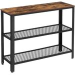 Vasagle Konsolentisch, Flurtisch mit 2 Gitterablagen, Beistelltisch, Sideboard, Wohnzimmer, Flur, 101,5 x 35 x 80 cm, schmal, Stahl, im Industrie-Design, Vintage von Songmics LNT81BX