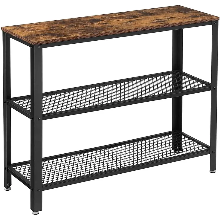 Vasagle Konsolentisch, Flurtisch mit 2 Gitterablagen, Beistelltisch, Sideboard, Wohnzimmer, Flur, 101,5 x 35 x 80 cm, schmal, Stahl, im Industrie-Design, Vintage von Songmics LNT81BX