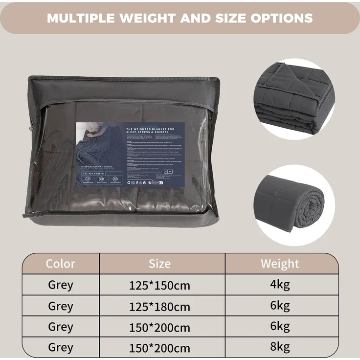 Good Nite Gewichtsdecke 150x200 cm 6kg Entspannungsdecke Erwachsene Zur Verbesserung des Schlaf Weighted Blanket Graue – Bild 5