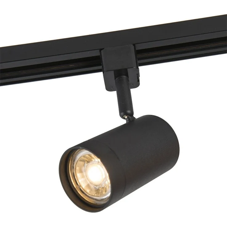 Qazqa Schienensystem-Sets Iconic jeana, ohne Leuchtmittel, GU10, Schwarz, Modern, Stahl, Deckenstrahler 1-flammig – Bild 1