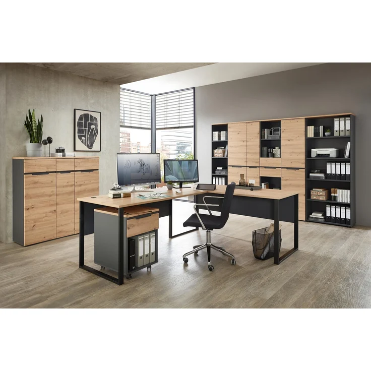 Komplettbüro MEMPHIS XI 9-teilig Front Artisan Eiche Korpus Graphit – Bild 2