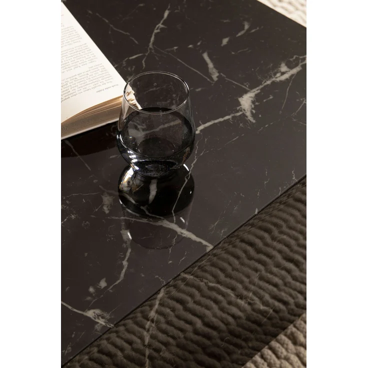 Couchtisch MONOBLOC 60x60x35cm Schwarz Hochglanz Marmor Optik Quadratisch – Bild 5