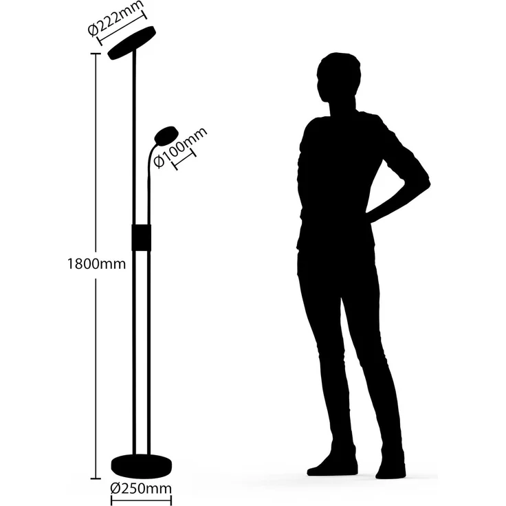 Lindby Stehlampe Seppa, Enthalten, 1 x 27 W LED + 1 x 6 W LED, warmweiß – Bild 7