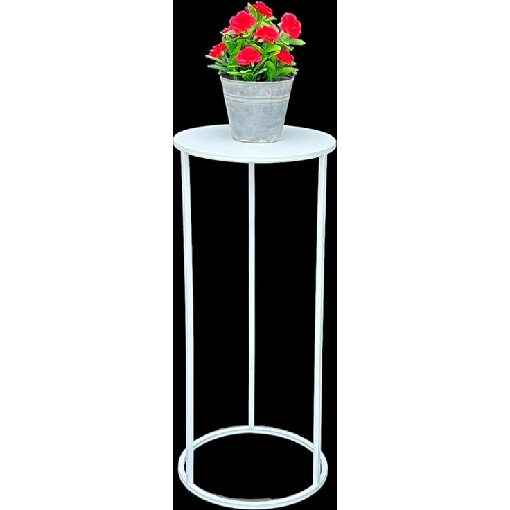 DanDiBo Blumenhocker Metall Weiß Rund 70 cm Blumenständer Beistelltisch 96483 L Blumensäule Modern Pflanzenständer Pflanzenhocker – Bild 5