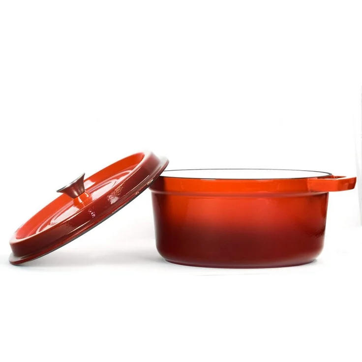 BIG-PAN Kochtopf Emaillierter Gusseisen Topf mit Deckel Ø28 cm 7L Bräter Dutch Oven, Gusseisen (Induktionsgeeignet Backofenfest, Kasserolle Brotbacktopf Cocotte) – Bild 4