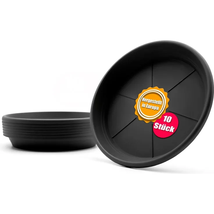 BigDean Blumentopfuntersetzer 10 Stück Topfuntersetzer Ø 19,5 cm in Anthrazit Made in Europe, 10-tlg, Ø 19,5 cm in Anthrazit