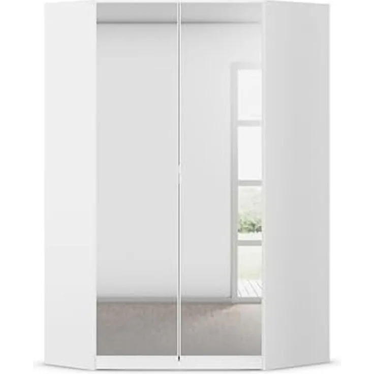 Rauch Möbel Costa, Eckschrank, Kleiderschrank für Schlafzimmer, Kinderzimmer, Babyzimmer, 2-türig, mit Spiegel, Zubehör Classic, Farbe Weiß, Breite 208 cm