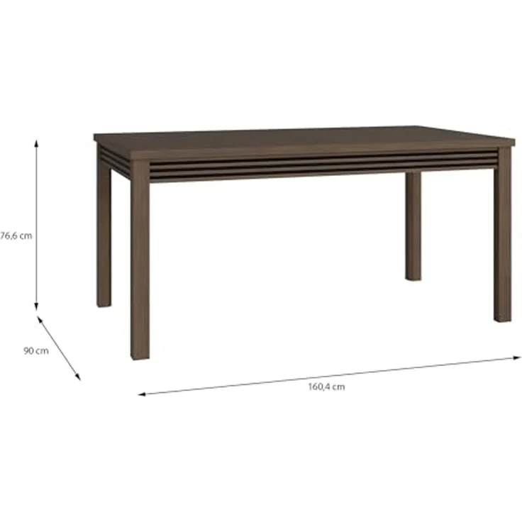 Forte EUFEMIUS Esstisch 160, moderner Esstisch ausziehbar, Holzwerkstoff, Dunkelbraun|Schwarz Eiche Holzdekor, 160,4 cm (207 cm) breit x 76,6 cm hoch x 90 cm tief – Bild 6