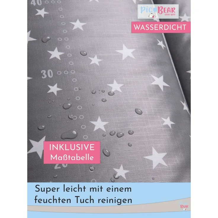 Pic Bear 'Honey' weiche Wickelauflage, Sternenhimmel grau-weiß, 85x72 cm