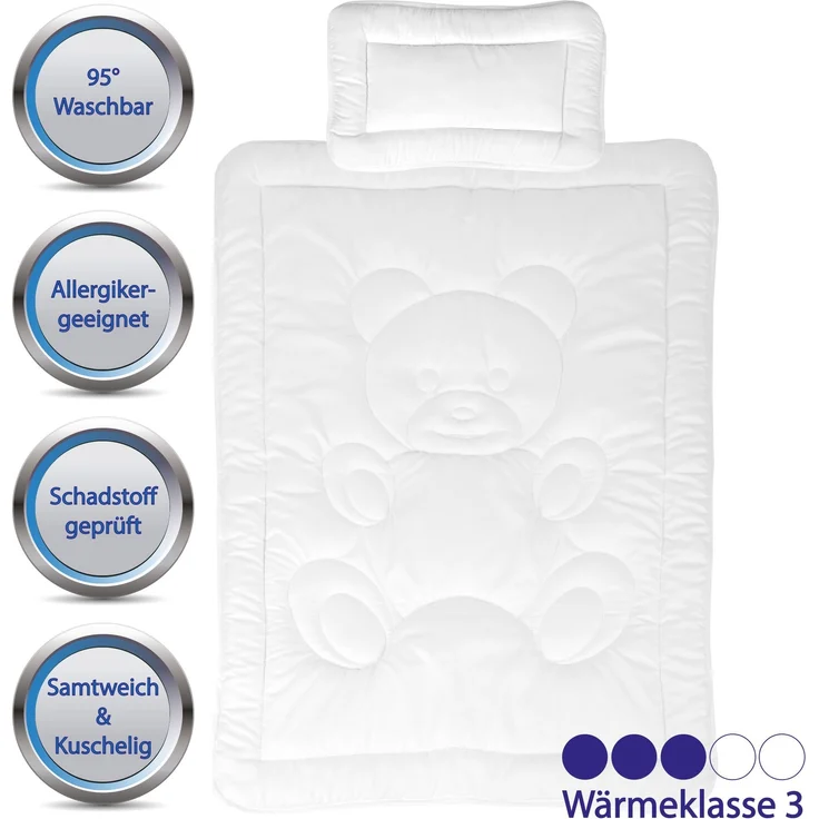 Kinder Betten-Set inkl. Bettwäsche 100x135cm / 40x60cm Bärchen Beige – Bild 4