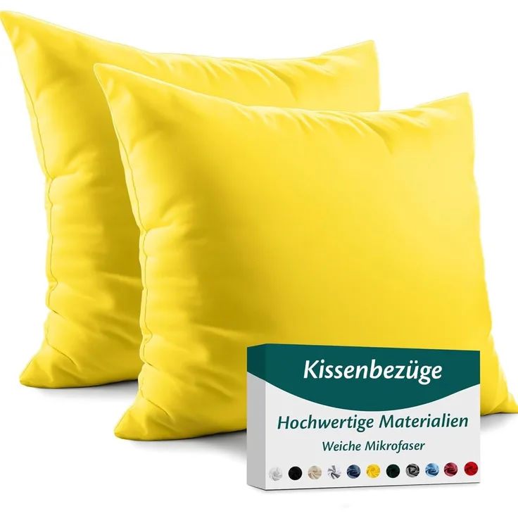 Kissenbezug 50x50 Mikrofaser Premium 2er Set Kissenhülle Deko für Kissen Sofa/Bett Stoff Superweicher Resistent Hypoallergen Anti-Milben Atmungsaktiv Kopfkissenbezug mit Verdecktem Zip Voll Waschbar