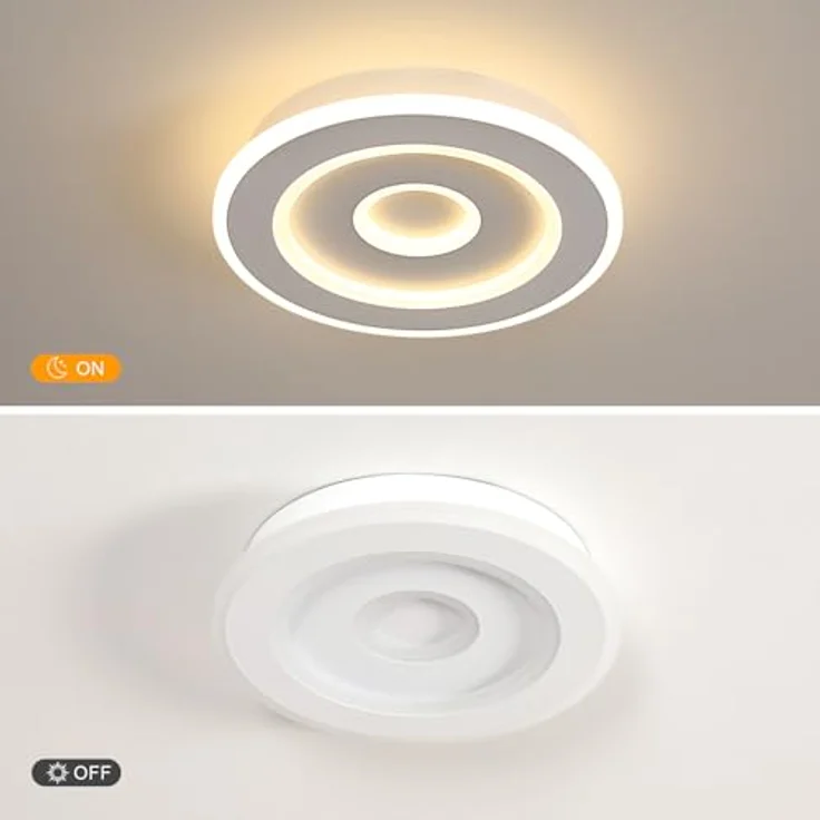 Goeco Deckenlampe LED Weiß, 28W Deckenleuchte Modern Rund, 3000K Warmweiß, Deckenlampe Aluminium für Flur, Balkon, Küche, Treppenhaus, Schlafzimmer – Bild 4